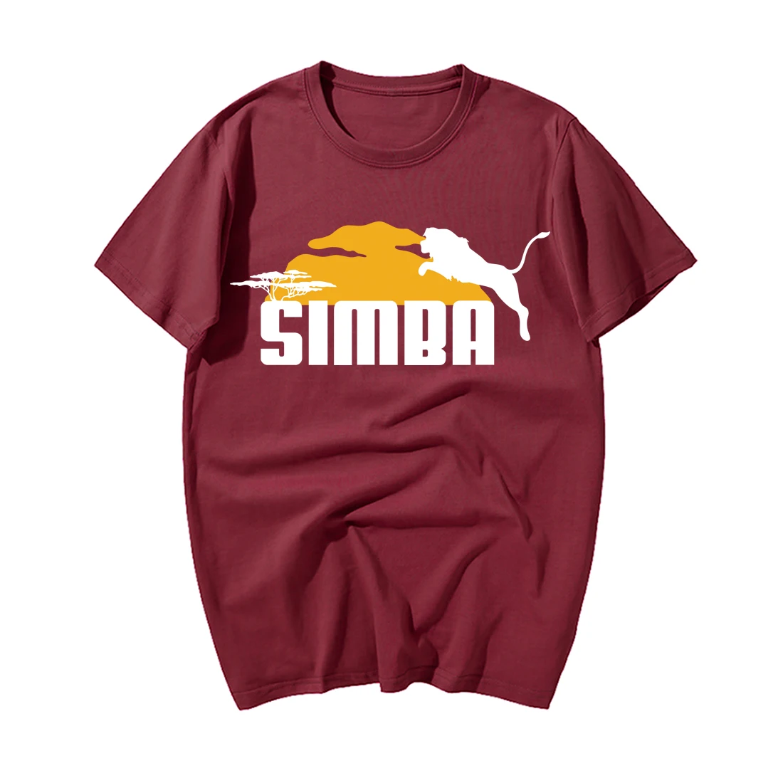 Модная мужская футболка с изображением короля льва Simba, забавная футболка с рисунком аниме, повседневные летние хлопковые футболки с коротким рукавом, Harajuku, уличная одежда - Цвет: Wine Red 5