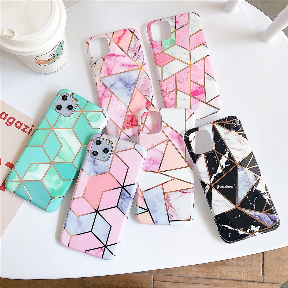 

Glitter Marble Phone Case For iPhone XR 11 Case Plating grid Wave Color Cover For iPhone 6S 7 8 Plus X Xr Xs Max Case Capa 11