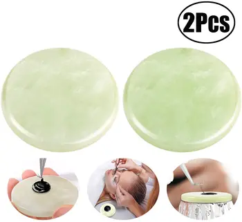 

Lvcky 2 Pack Eyelash Extension Jade Stone Glue Lashes Jade Stone Adhesive Pallet Fake Eye Lash Base, 2 Inch