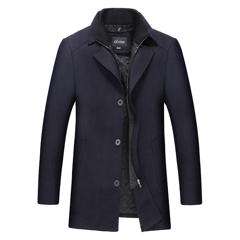 6XL 8XL 5XL 4X Winter Wool Jacket Men's High-quality Wool Coat casual Slim collar wool coat Men's long cotton collar trench coat - Color: 3