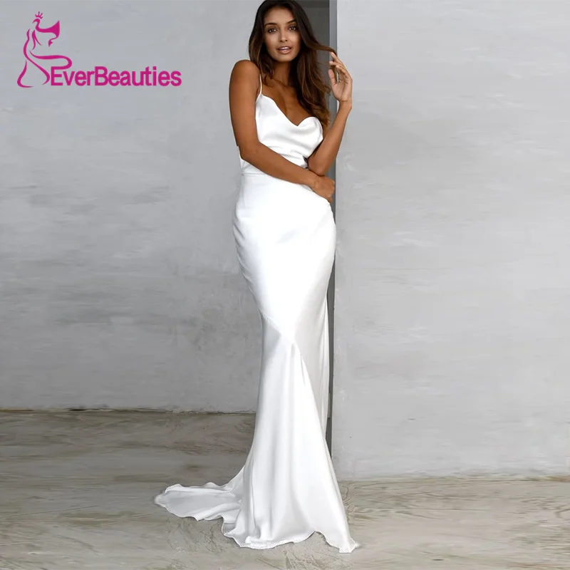 as picture Robe De Mariee Свадебные платья свадебное платье Abito Da Sposa свадебное атласное платье на тонких бретельках Trouwjurk Suknia Slubna - Цвет: as picture