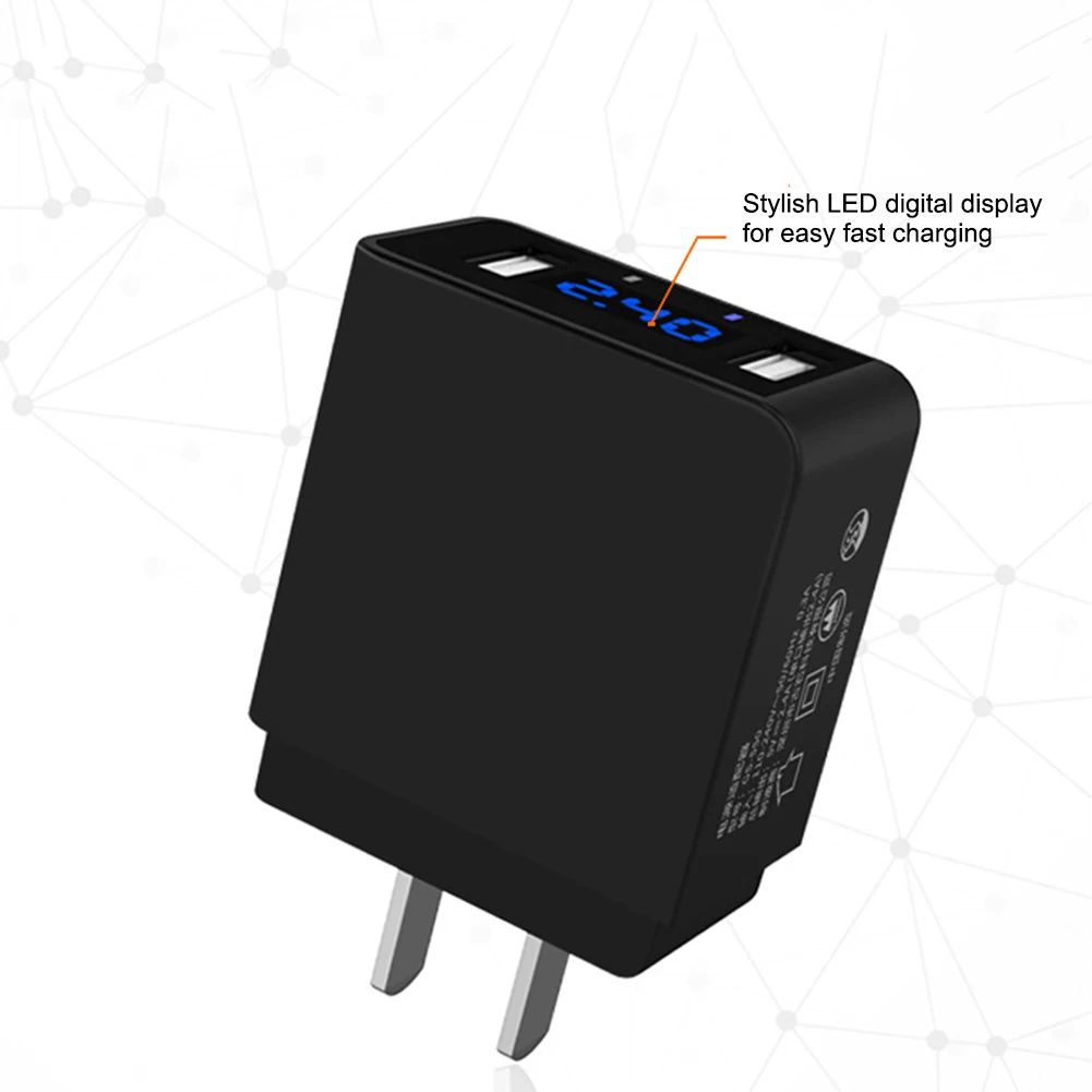 2.4A 2 порта USB зарядное устройство светодиодный дисплей USB ЗУ для мобильного телефона быстрое зарядное устройство США/ЕС/Великобритания Разъем для iPhone samsung Xiaomi