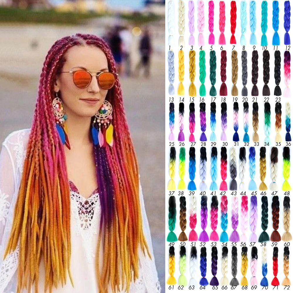 

WEILAI Box Braid Hair Pink Yellow Golden Colors Crochet braids Ombre Braiding Hair Hair Accessories Synthetic Braiding Hair