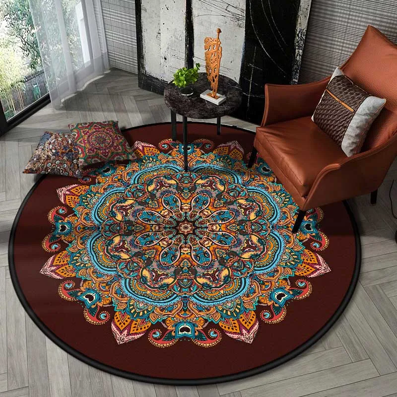 Скандинавский этнический Ветер серии Кристалл плюшевые круглые ковры для гостиной конец стола коврик с печатью детской одежды ковры