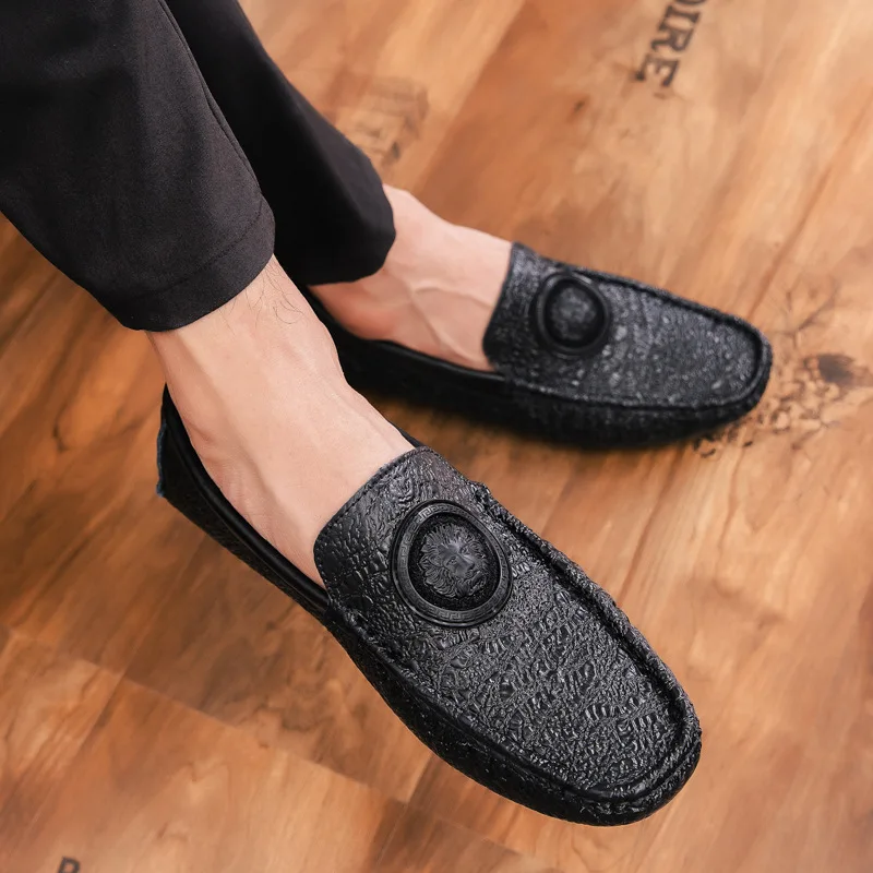 

2019 New Style Moccosins Four Seasons Korean-style Casual Crocodile Pattern MEN'S SHOES Driving Shoes F825