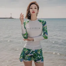 Женский купальник-бикини с длинным рукавом из двух частей, купальный костюм, летний сексуальный купальник бикини