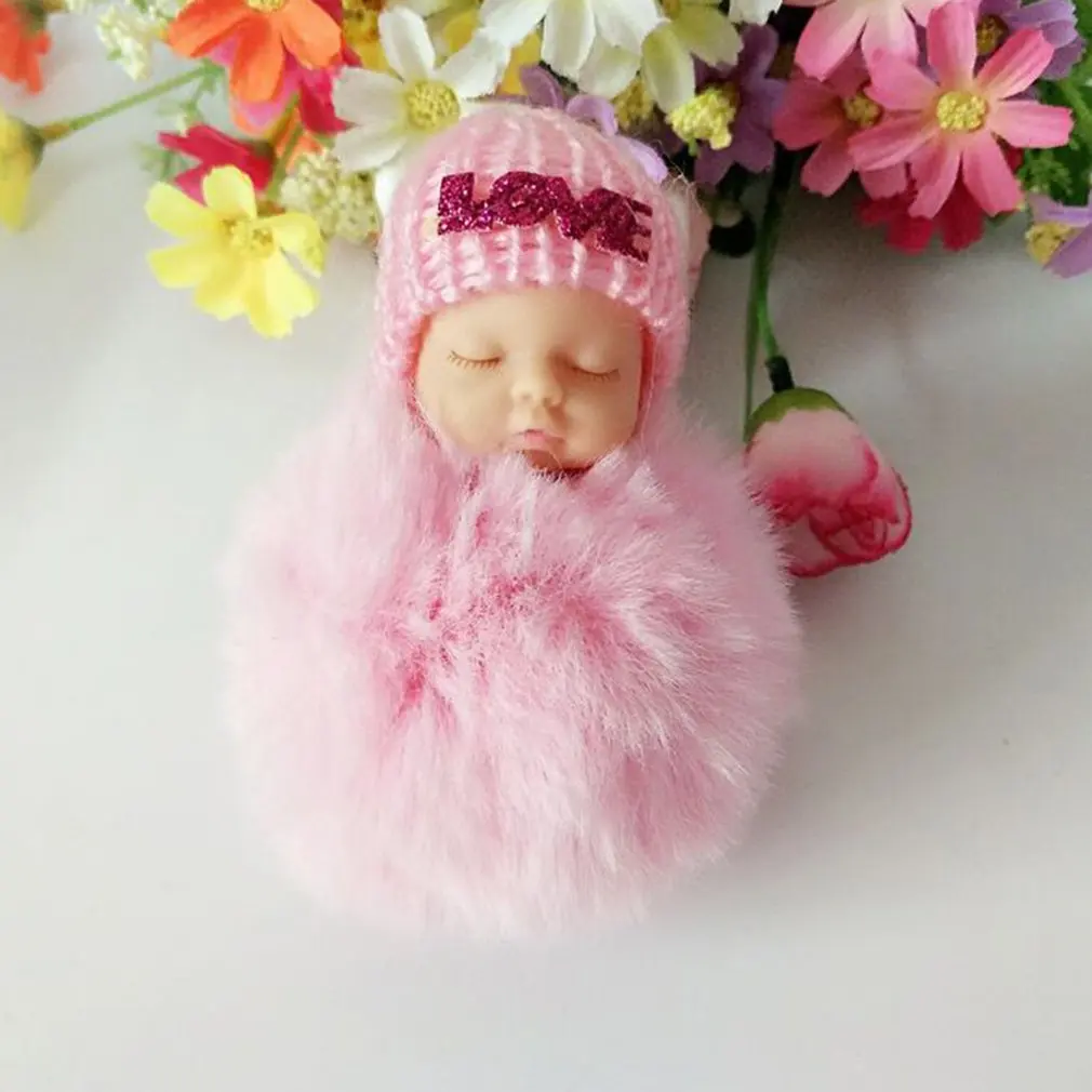 OCDAY Sleeping Baby Doll плюшевый брелок креативный милый маленький мягкий меховой кукольный кулон автомобильный мешок Шарм пушистый шар брелок игрушка для детей