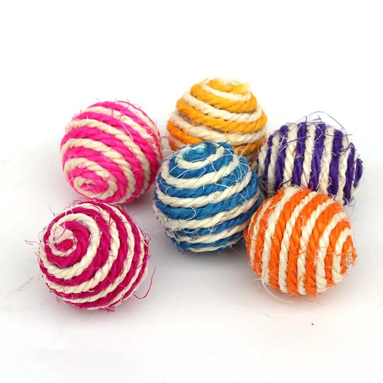 5pcs Cat Pet Sisal Rope Weave Ball Teaser Play Chewing Rattle Scratch Catch Toy Interactive Scratch Chew Toy For Pet Cat Dog