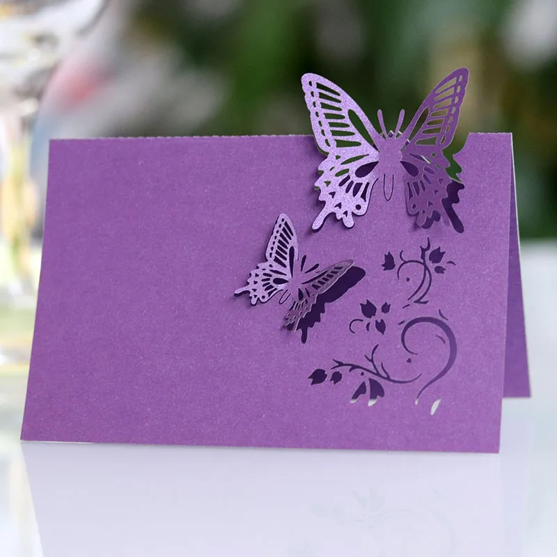 50pcs Butterfly Name Place Card Birthday Wedding Decoration Table Decor Table Name Message Greeting Card Baby Shower Party Favor