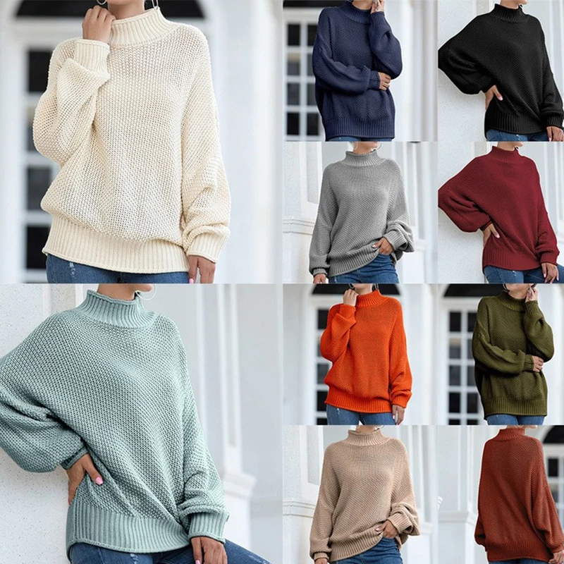 

Autumn 2020 New Women's Sweater Casual Turtleneck Thick Pullovers Warm Clothes Long Sleeve Knit Top Korean Fashion Clothing