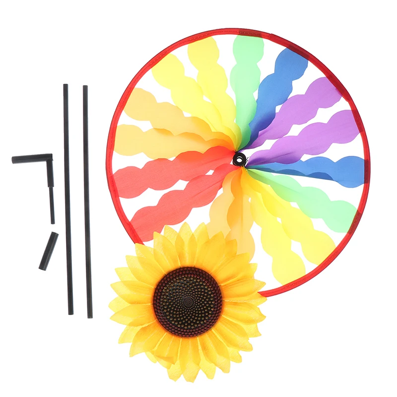 New Yard Garden Outdoor Decor Sunflower Windmill Whirling Wind Spinner Kids Toy