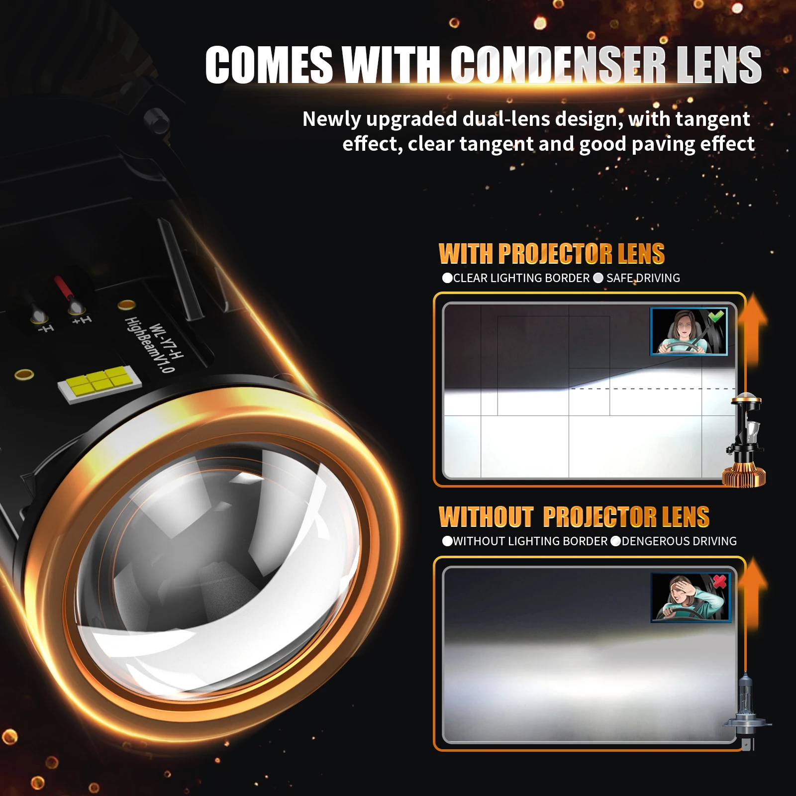 AILEO H4 LED Headlight Bulbs Canbus Lens Mini Projector Lenses Auto Car Lamp Fog Lights 9003/HB2 Hi/Lo Beam 30000LM 6500K