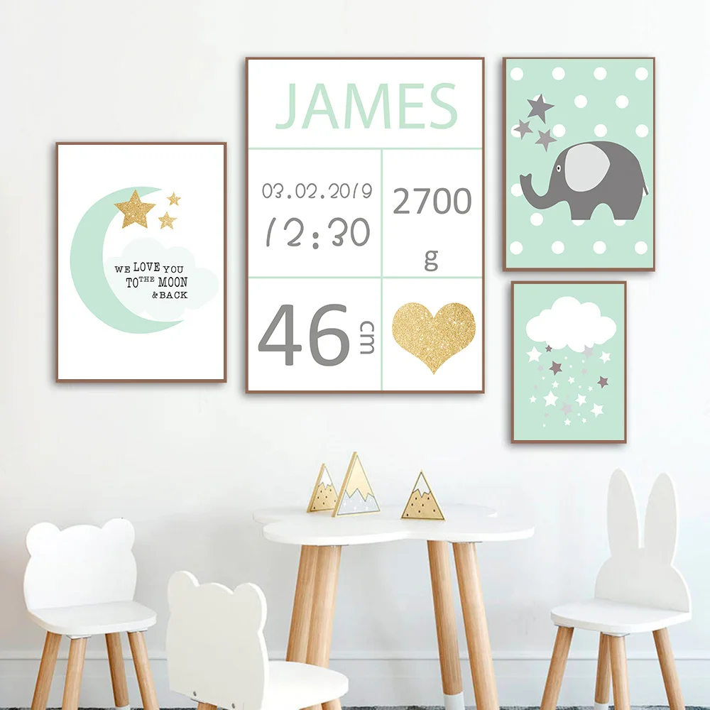 Custom-Name-Poster-Nursery-Wall-Art-Prints-Cloud-Moon-Canvas-Painting-Elephant-Posters-Nordic-Wall-Pictures (2)