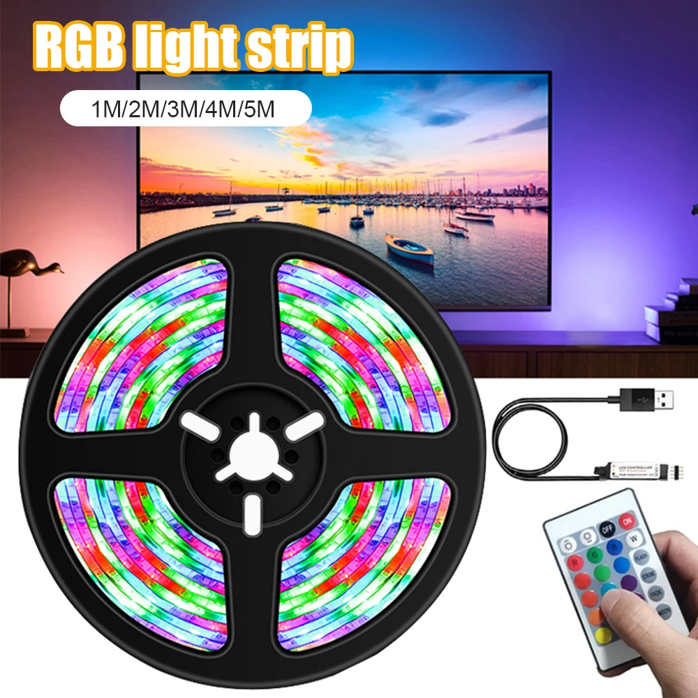 Светодиодные ленты длиной 1 м/3 м/4 м/5 м SMD 2835 RGB светильник Светодиодная лента Led DC 5V
