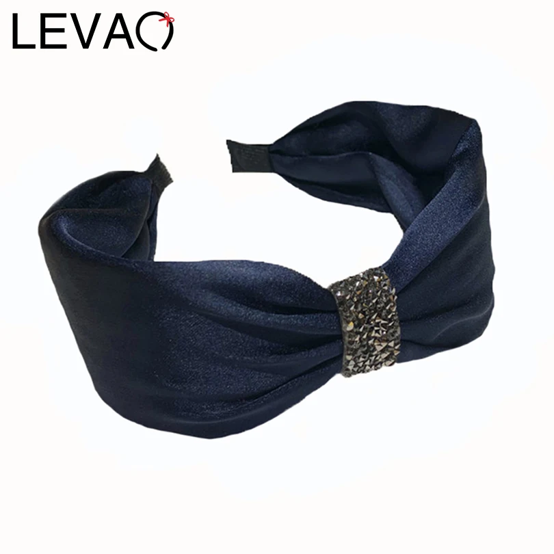 Rhinestone Velvet Solid Knotted Hairbands Bezel Turban Women Headbands Girls