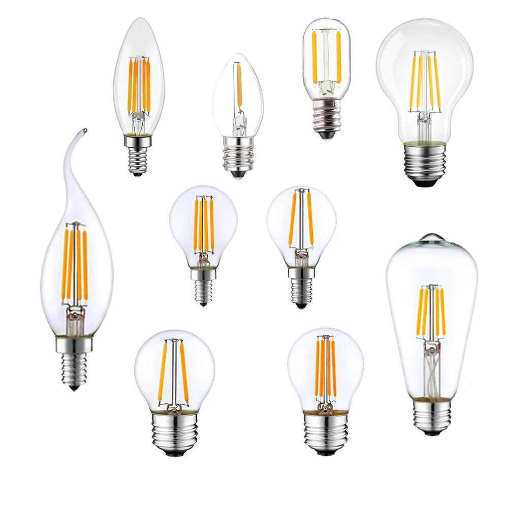 2 Вт 4 G45 A60 Retro Edison E14 E27 теплый белый 2700K винтажная ампульная лампа из прозрачного