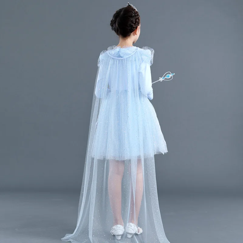 Зимние флисовые платья с длинными рукавами для девочек-подростков; vestidos; одежда для маленьких девочек; Рождественский костюм принцессы Анны и Эльзы