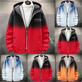 

Winter 2020 Men's Autumn Spring Gradient Color Casual Zipper Fashion Hoodie Casual Tops CoatDropshipping fashion Season change