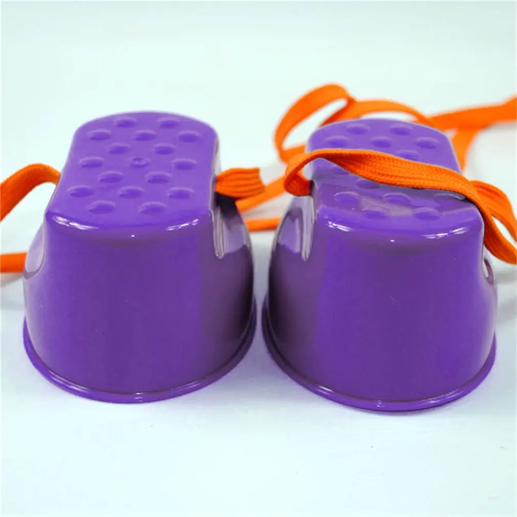 Purple OCDAY 1 пара забавная пластиковая ходьба Stilt Jump Дети Открытый развлечение смех лицо шаблон Спортивная тренировка баланса игрушка-лучший подарок - Цвет: Purple