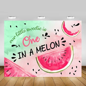 

Watermelon Theme Birthday Backdrop for Photography One Sweetie in a Melon 1st Birthday Photo Background Summer Fruit Video Prop