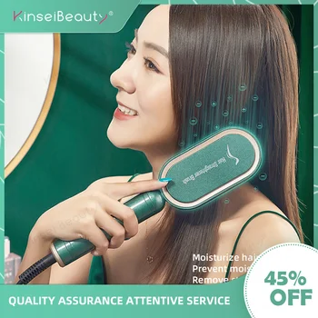 

Negative Ion Hair Straightener Comb 30s Fast Heating Flat Iron Ceramic Straightener Brush Hot Comb Wand Styling Tools