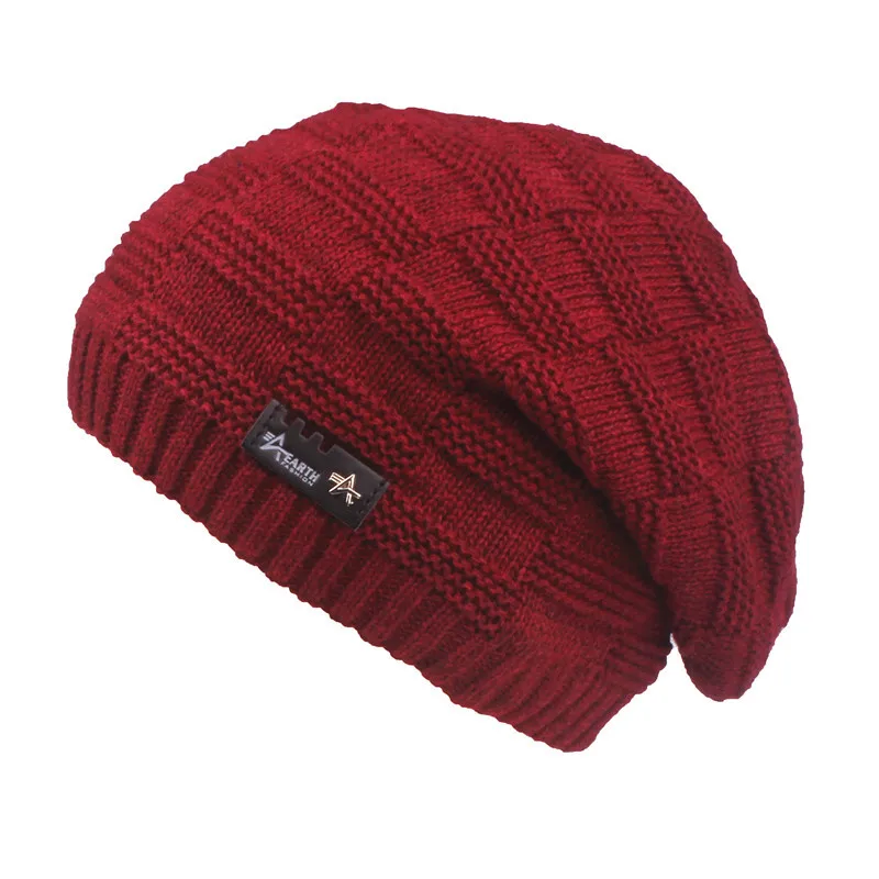hat wine Зимняя шапка Xthree, шерстяные шапочки, вязаная шапка, шарф с подкладкой, мужские шапочки, зимние шапки для мужчин, шапочки, шапки - Цвет: hat wine