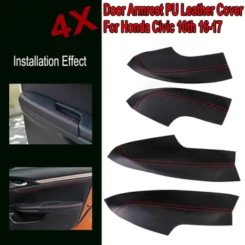 

Universal 4pcs Car Door Armrest Leather Surface Covers Door Panels Shell Trim for Honda for Civic 10th 2016 2017