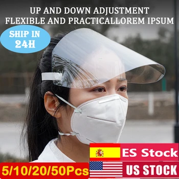 

50PC Protective Adjustable Anti-Oil Splash Dust-proof Full Face Cover Mask Visor Shield Droplet Windproof Face Shield Washable