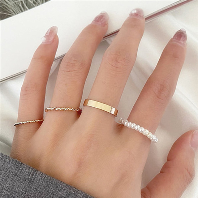 Color Hollowed Heart Shape Open Ring Set Design Cute Fashion Love Jewelry For Women Girl Gifts Adjustable Birthday Party