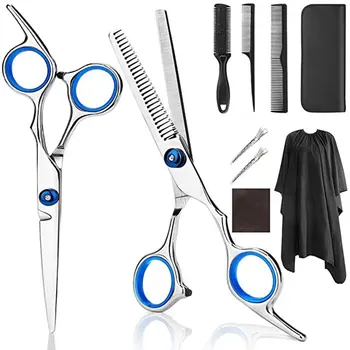 

Barber and hairdressing tool set flat tooth clipper curved finger rest scissors highly polished Sharp tool