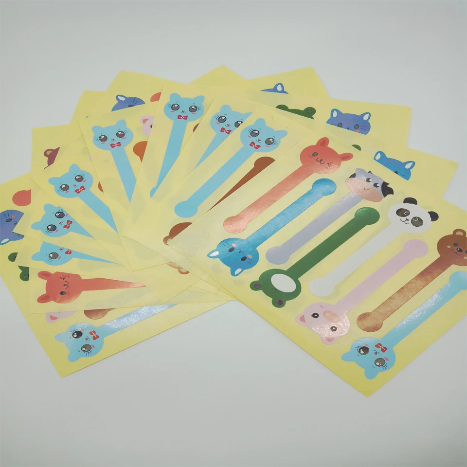 

80PCS/Lot Lovely Cartoon Animal long Lollipop Shape Kraft Paper Seal Stickers For Handmade Products Diy Label Adhesive Sticker