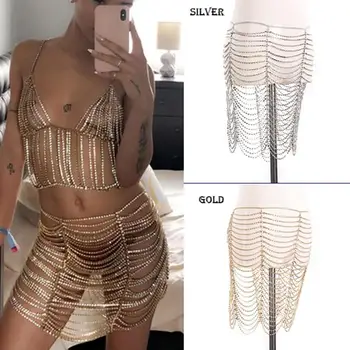 

Summer Beach Sexy Rhinestone Multilayer Waist Chain Tassel Long Jewelry Body Chains Necklace for Women Jewelry Accessories