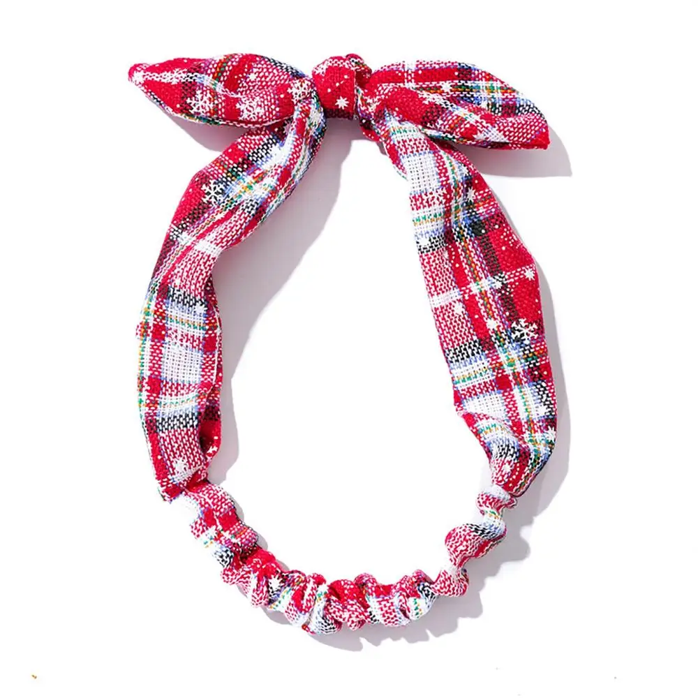 Snowflake Grid Headband New Year Gifts Christmas Hair Accessories Bow Headband Christmas Hair Band New Year Xmas Decor