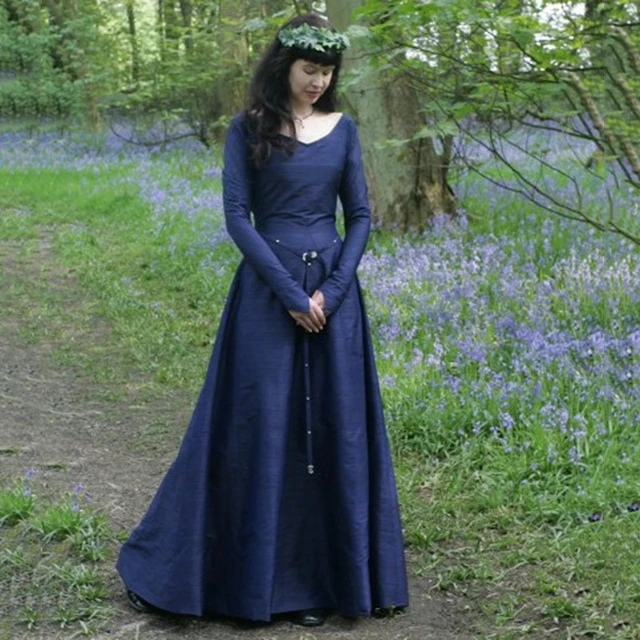 Traje Medieval de palacio para mujer, Vestido Vintage Victoria con  cordones, Vestido largo de fiesta de