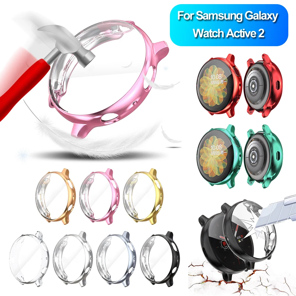 Ultra Thin Electroplate TPU Protective Watch Case Full Cover Screen Protector For Samsung Galaxy Watch Active 2 40 44mm
