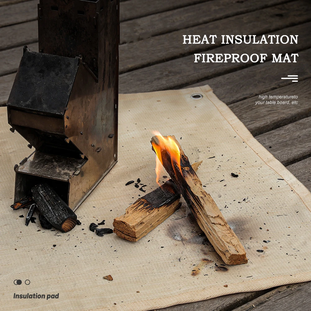 Camping Fireproof Cloth Flame Retardant Insulation Mat Blanket Glass Coated Heat Insulation Pad Outdoors Picnic Barbecue