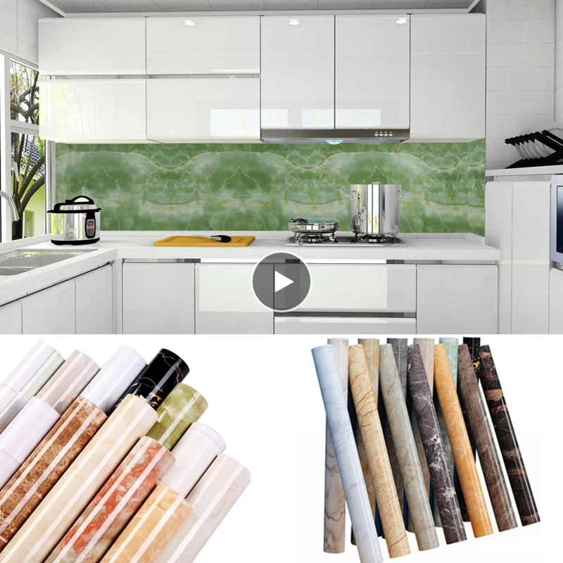 Marble Wallpaper Contact Paper Wall Stickers Waterproof Oil-proof PVC Self Adhesive Bathroom Kitchen Countertop Home Improvement