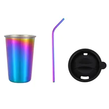 Металлический цвет безопасный Штабелируемый Эко-дружественный нержавеющая сталь Питьевая прохладная крышка Крытый Открытый без запаха чашки набор легко чистить