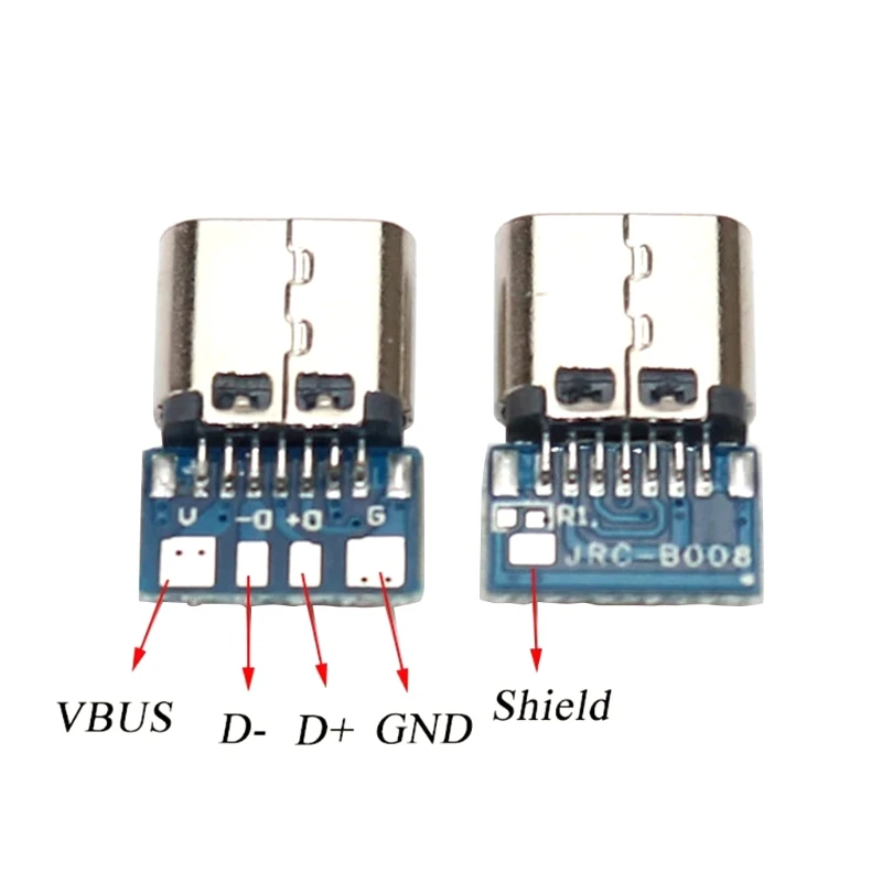 5 pces usb tipo-c USB-C 14 pinos conector breakout P-CB placa (fêmea) metal