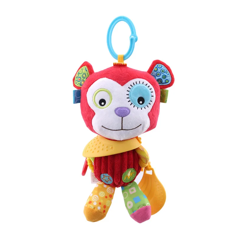 monkey Новая детская Успокаивающая кукла игрушка-прорезыватель для зубов кольцо колокольчик Животное Мультфильм Детская Подвеска на коляску кроватку плюшевая кровать мягкие милые образовательные погремушки - Цвет: monkey