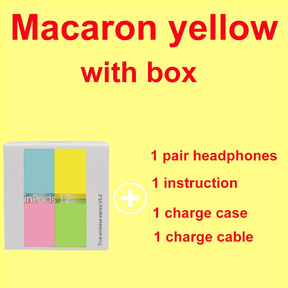 Macaron i12 TWS для дропшиппинг - Цвет: i12D Yellow with box