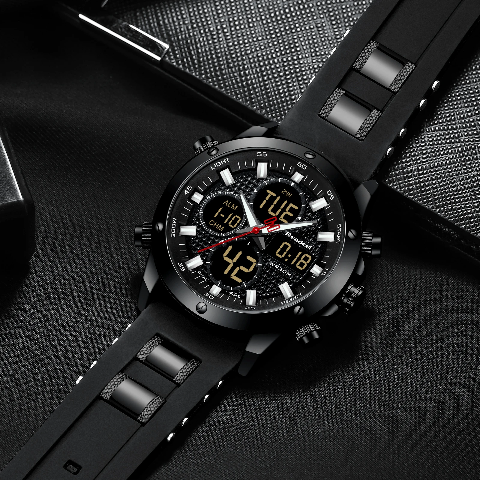 Модные мужские часы Readeel Брендовые спортивные часы для мужчин светодиодный цифровой кварцевый резиновый водонепроницаемый хронограф часы для мужчин Relogio