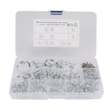 

75Pcs Spring Clamp Stainless steel Double Wire Clip Replacement Motorcycle