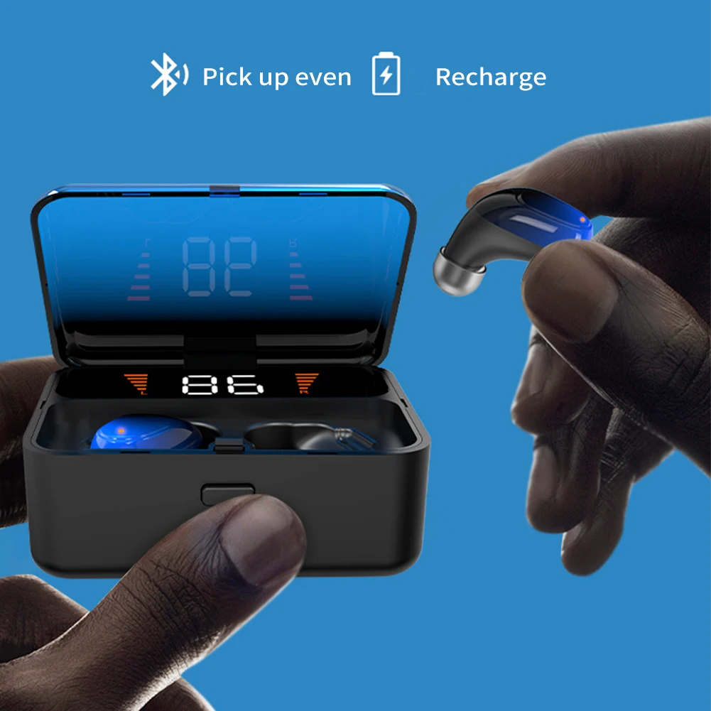 Синий Шумоподавление Bluetooth наушники беспроводные стерео музыка водонепроницаемый вкладыши спортивные авто сопряжение дисплей питания - Цвет: Синий