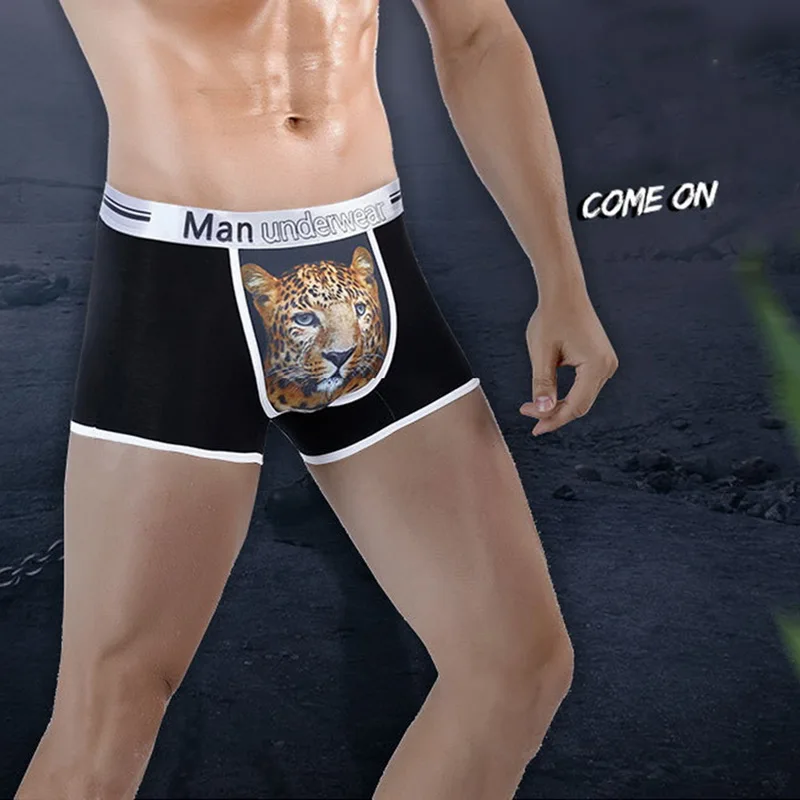 Модное мужское нижнее белье с 3D принтом в виде тигра, боксеры Cueca Masculina, сексуальное качественное нижнее белье, дышащие мягкие боксеры