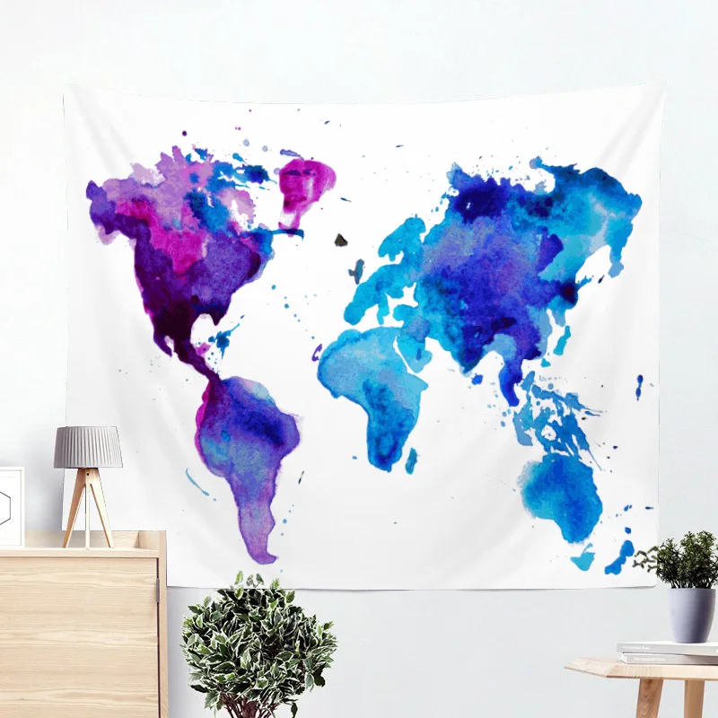 Креативная Акварельная живопись гобелен с картой мира Горячая Современная
