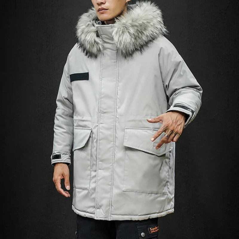 2020 New Men Winter Jackets Hooded Fur Collar Thick Parkas Windproof Warm Parka Coat Medium-long Mens Overcoat ABZ587 | Мужская одежда