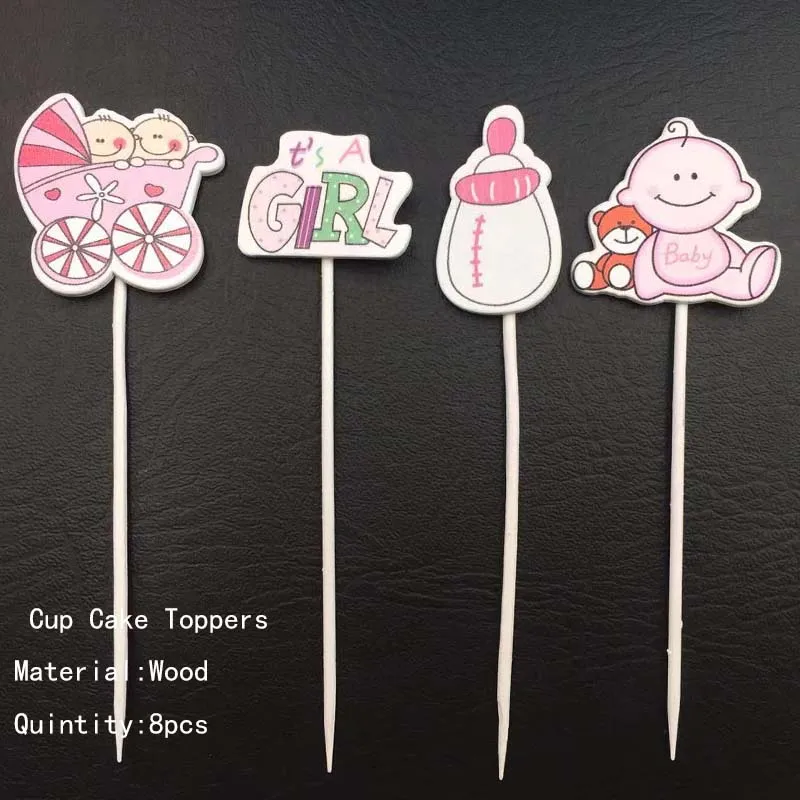 Близнецы вечерние Babyshower Cupcake Wooden Stick деревянные его мальчик девочка Беби Шауэр детский сувенир 1-й День рождения DIY Детские принадлежности - Цвет: Style 2