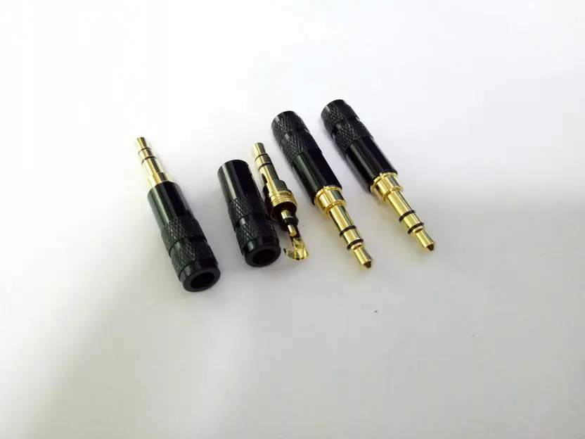 100pcs black mini copper 3 5mm stereo Repair headphone Plug soldering adapter New