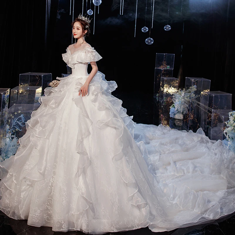 Wedding Dress Gryffon Luxury Lace Ball Gown Classic Cap Sleeve Princess Dresses Plus Customize